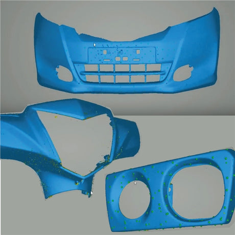 使用EinScan-PRO + 3D掃描器掃描過機車殼、汽車金屬燈罩及汽車保險桿等物件，這次集結了全部的檔案製作成一支精簡豐富的影片，帶領大家更加熟悉掃描的過程與檢視檔案。