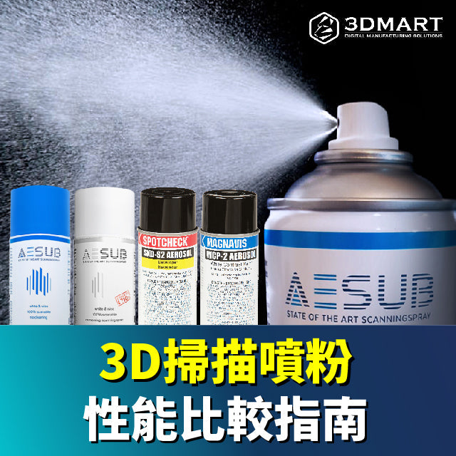 3D掃描黑色布料、透明玻璃、金屬反光等影響光照結果的材質時，掃描噴粉怎麼選？各種特性畫重點，效能比較馬上看！