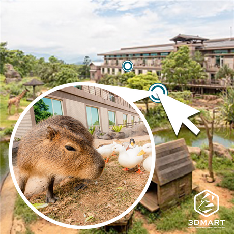 360度環景動物方城市，關西六福莊度假旅館！和動物大明星長頸鹿、白犀牛當鄰居！虛擬實境線上看房，動物方城市馬上看！